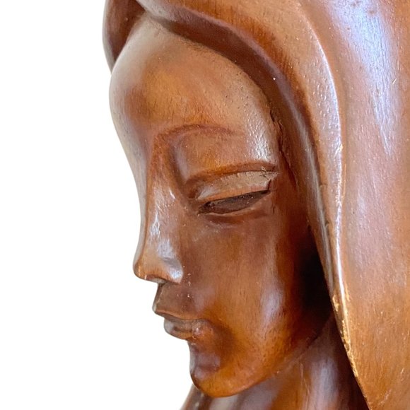 Vintage Mid-Century Art Deco Style Carved Wooden Female Bust Sculpture 11.5" - Picture 5 of 16